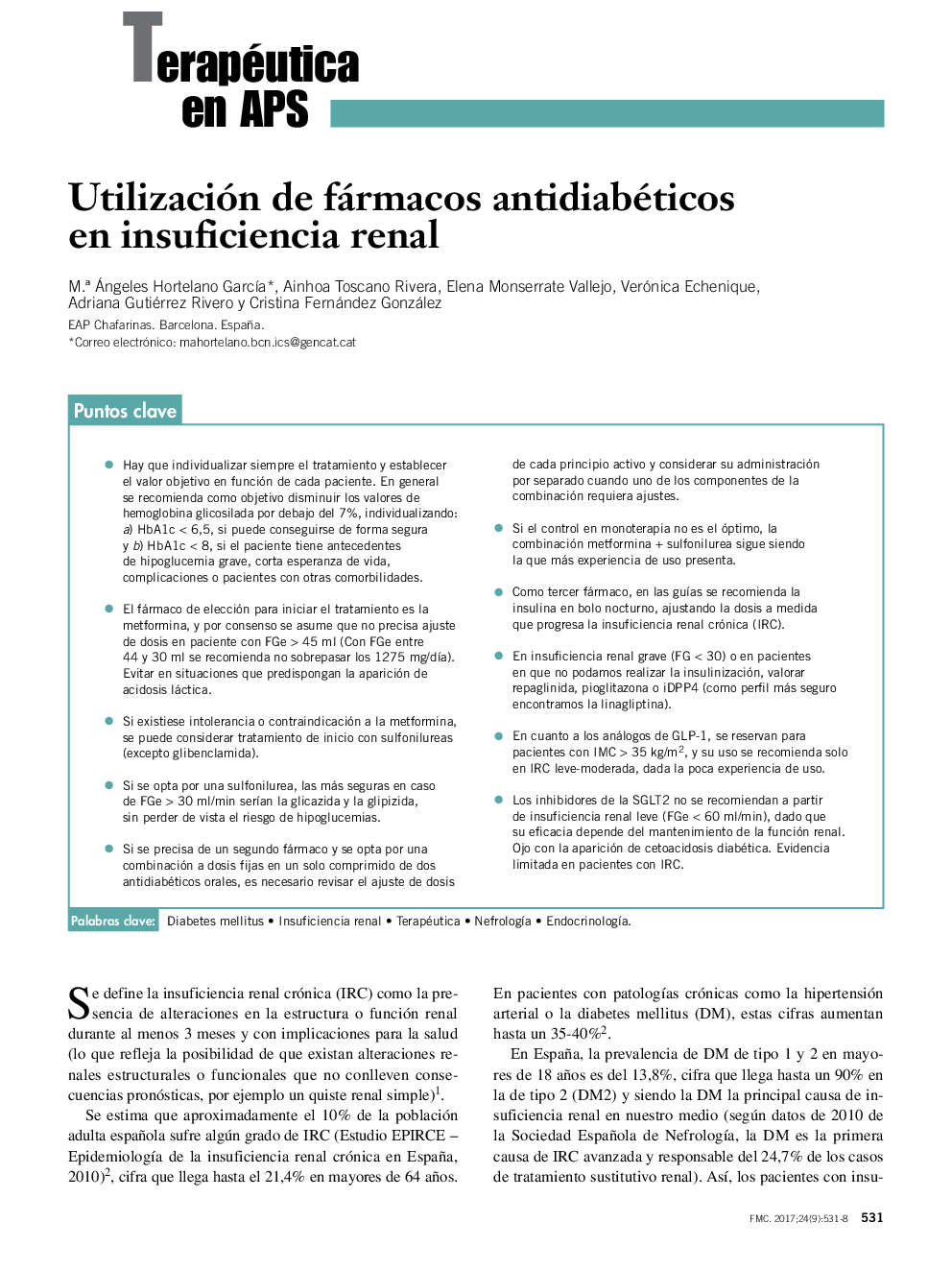 Utilización de fármacos antidiabéticos en insuficiencia renal