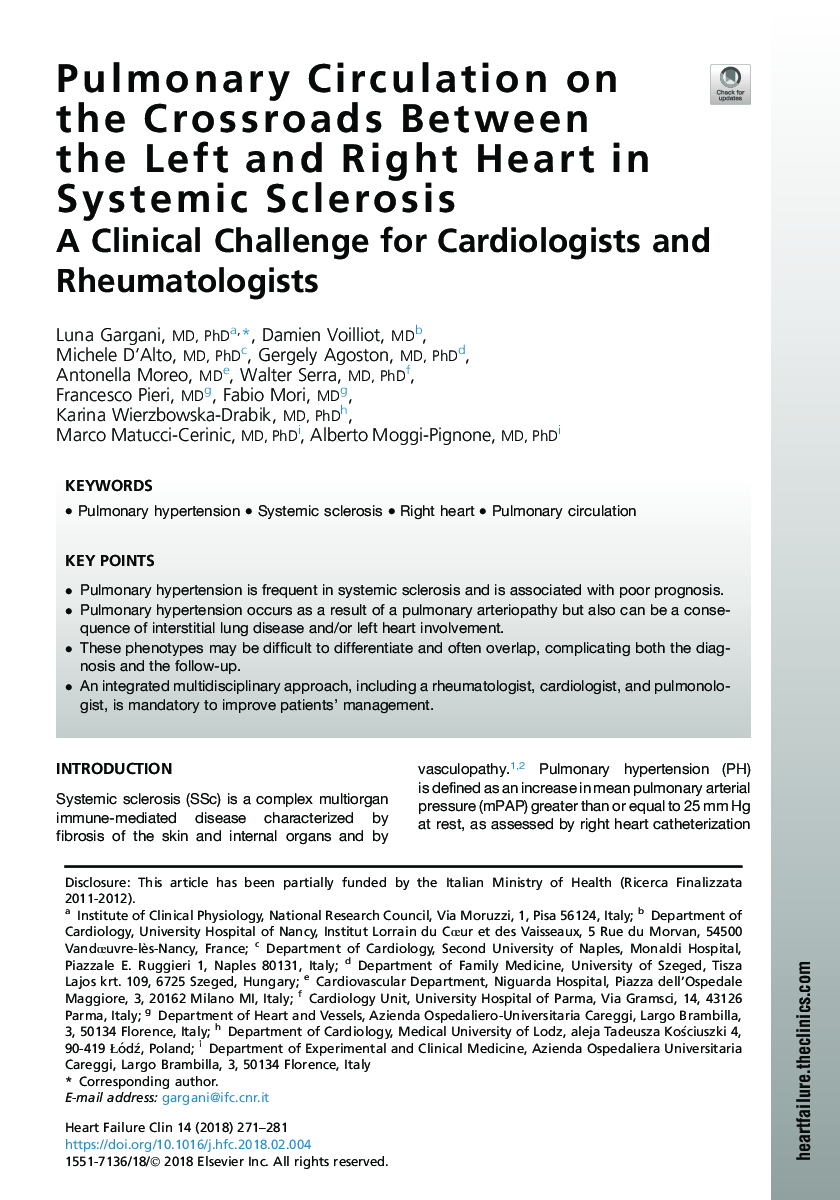 Pulmonary Circulation on the Crossroads Between the Left and Right Heart in Systemic Sclerosis