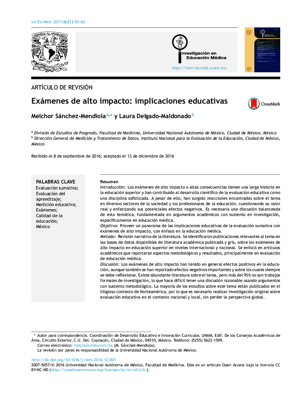 Exámenes de alto impacto: implicaciones educativas