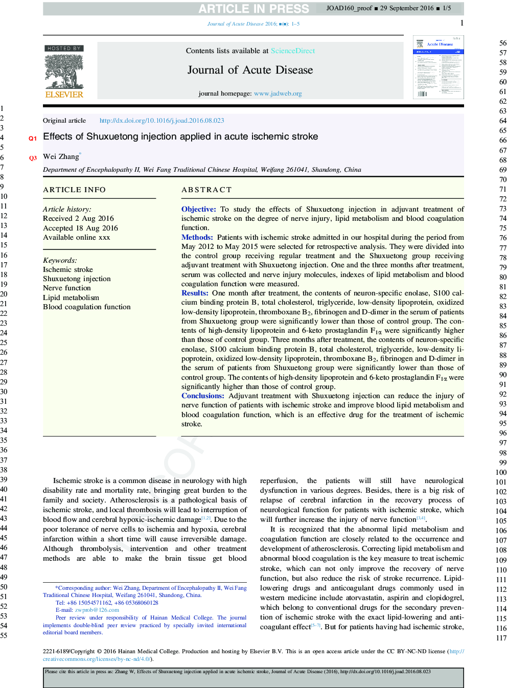 Effects of Shuxuetong injection applied in acute ischemic stroke