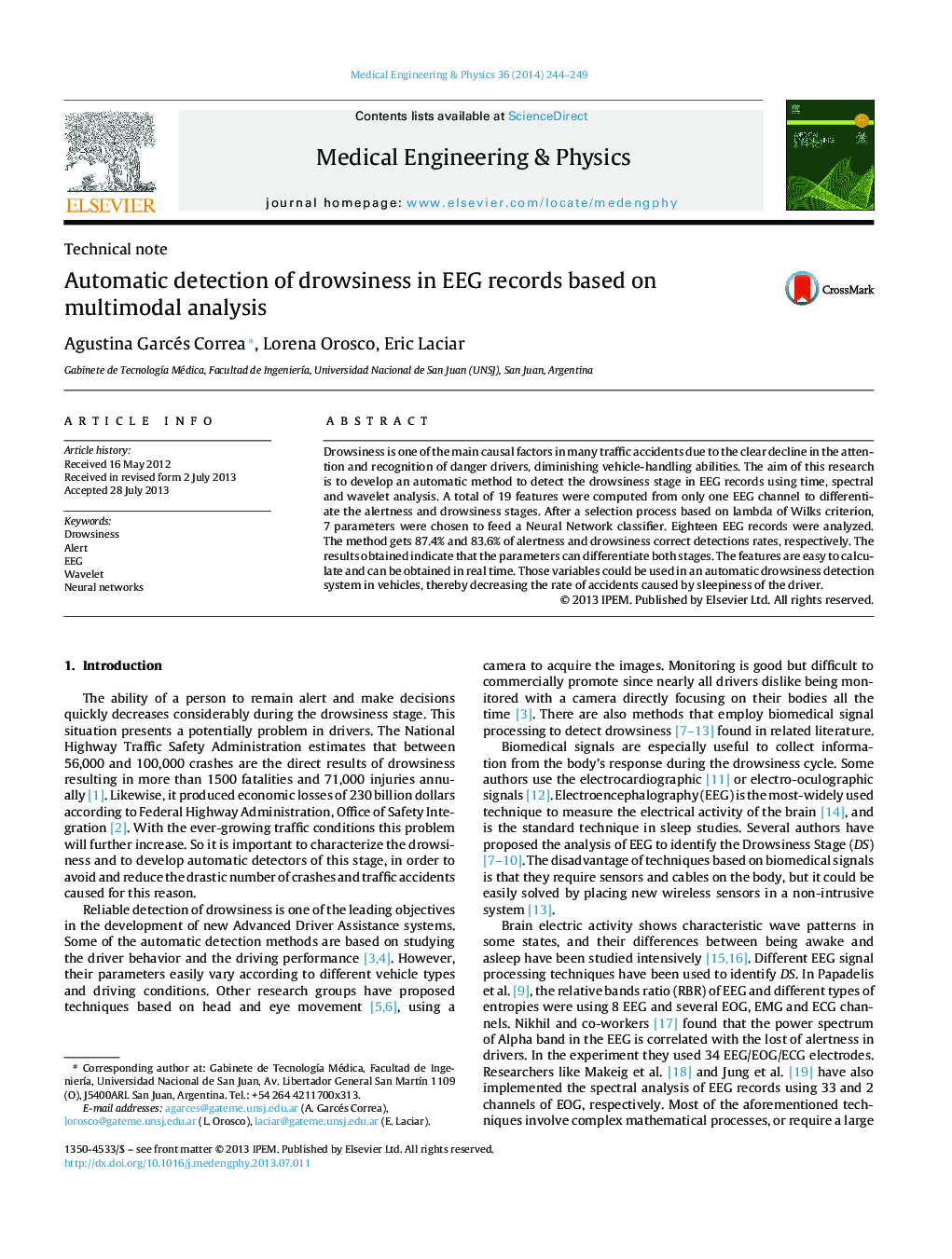 Automatic detection of drowsiness in EEG records based on multimodal analysis