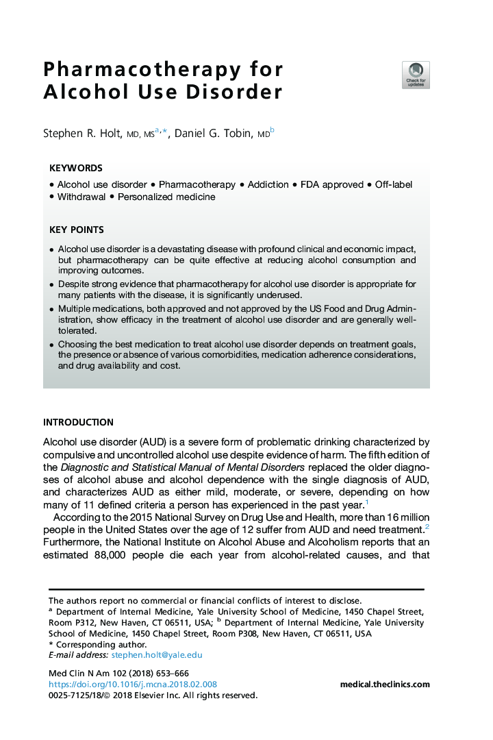 Pharmacotherapy for Alcohol Use Disorder