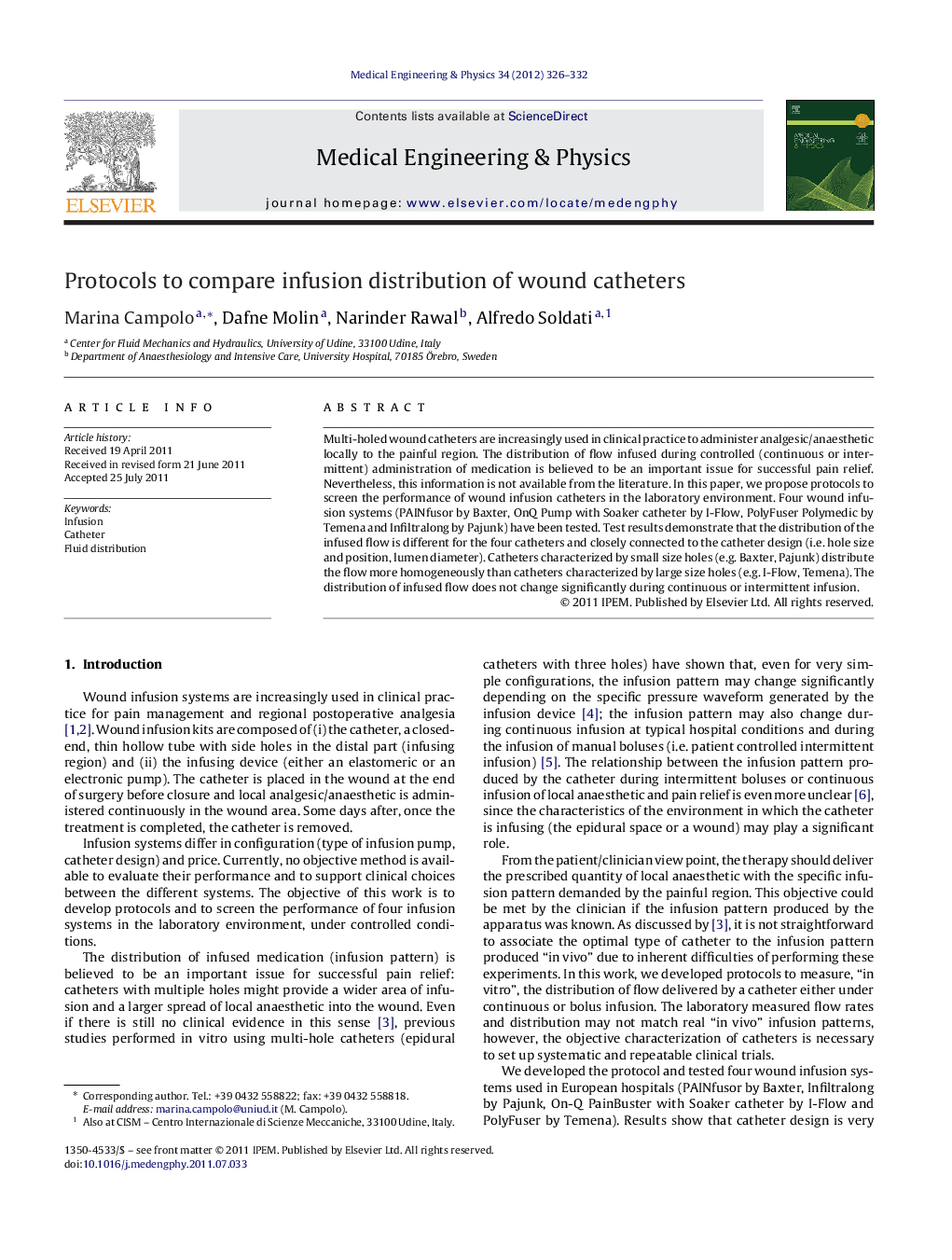 Protocols to compare infusion distribution of wound catheters