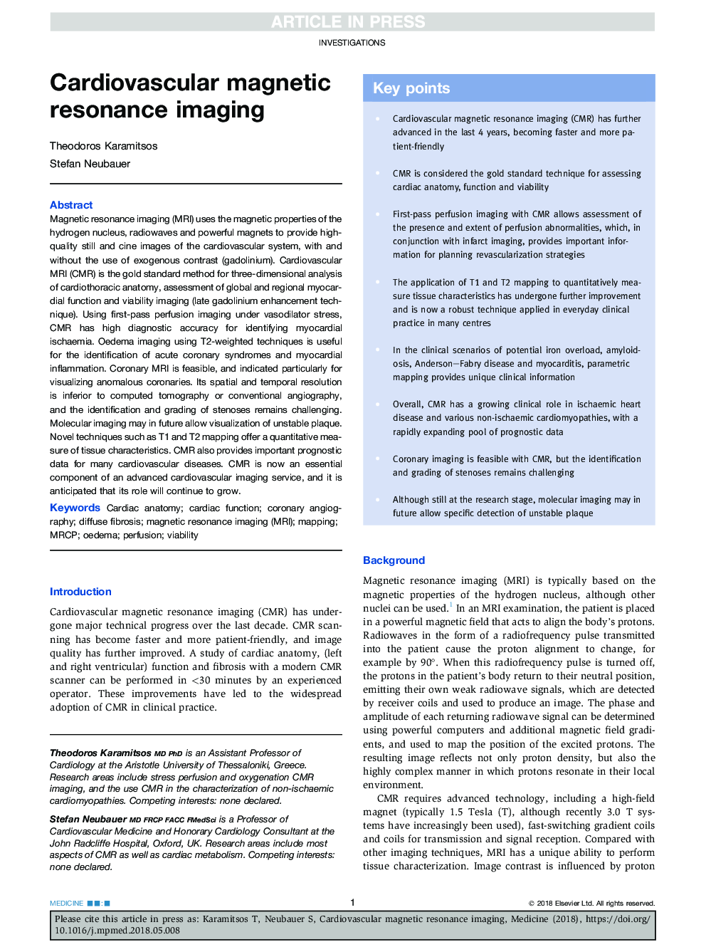 Cardiovascular magnetic resonance imaging