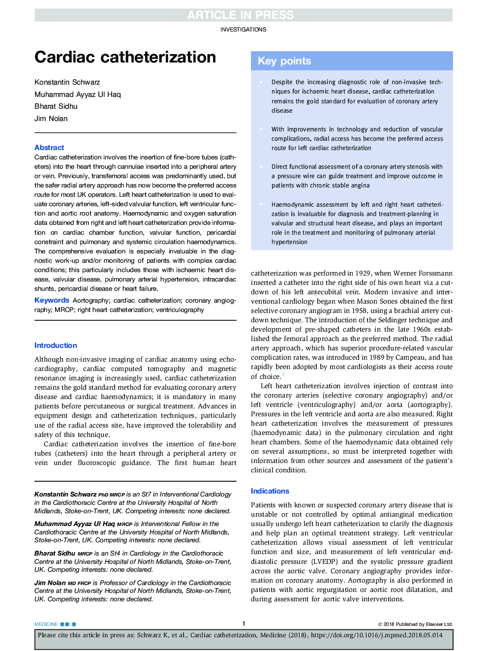 Cardiac catheterization