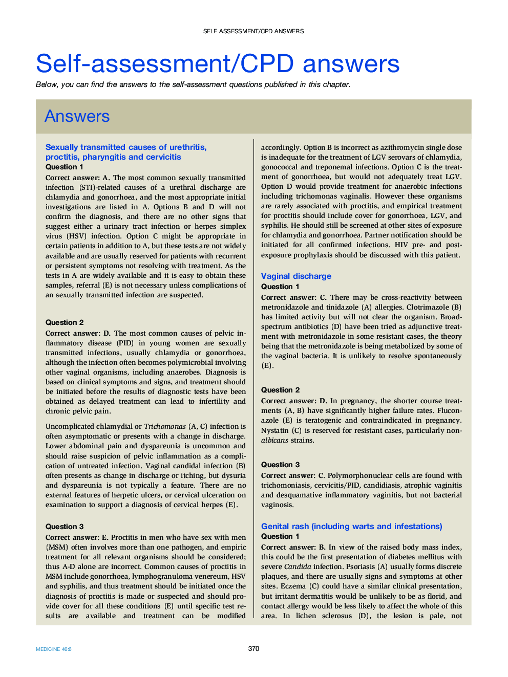 Self assessment/CPD answers