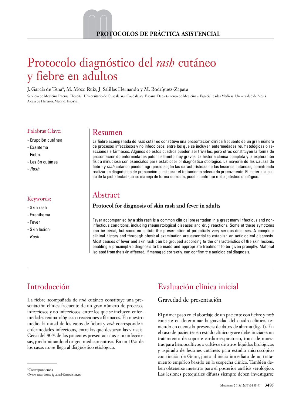 Protocolo diagnóstico del rash cutáneo y fiebre en adultos