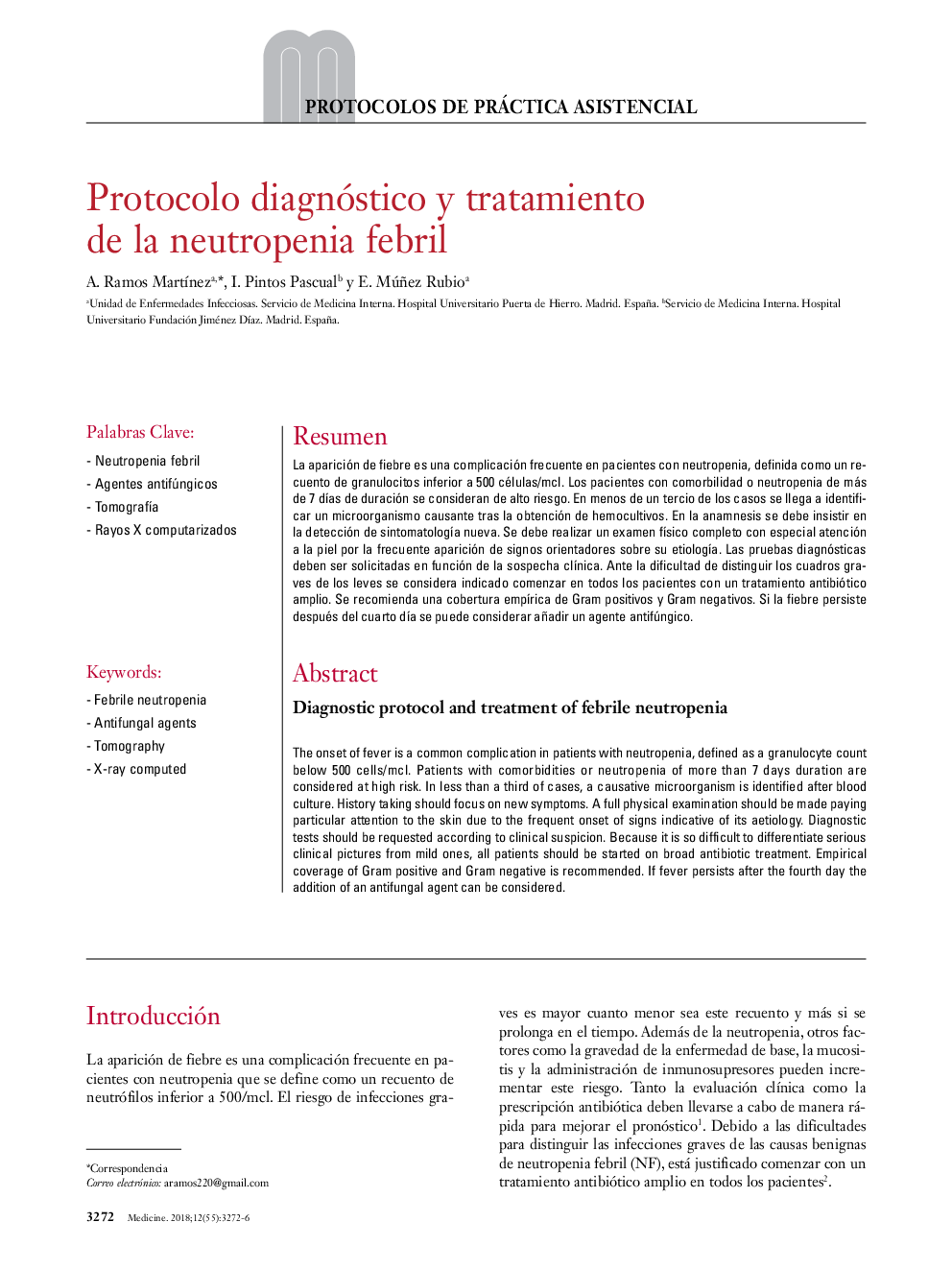 Protocolo diagnóstico y tratamiento de la neutropenia febril