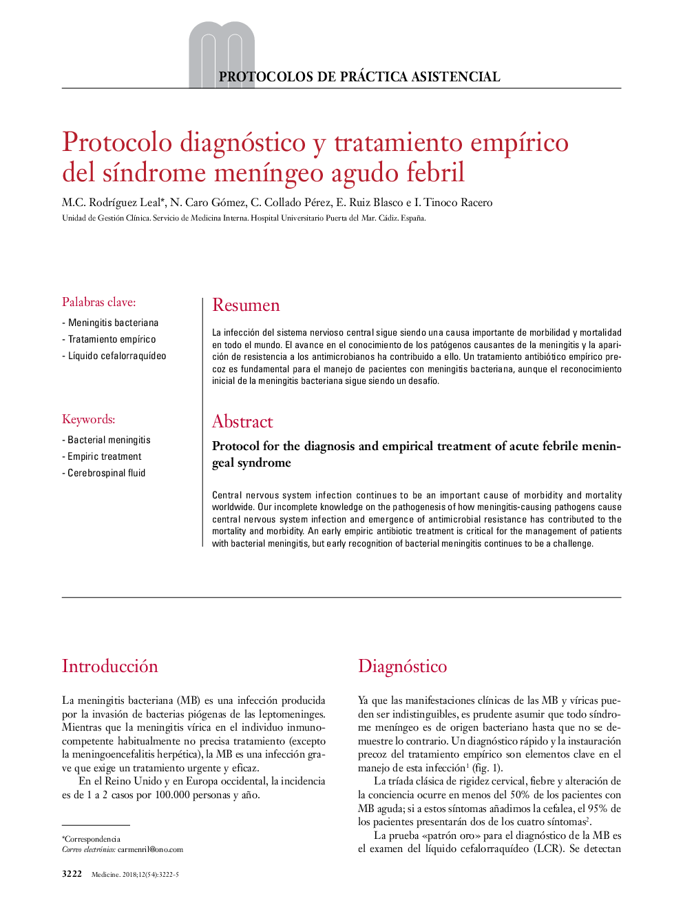 Protocolo diagnóstico y tratamiento empÃ­rico del sÃ­ndrome menÃ­ngeo agudo febril