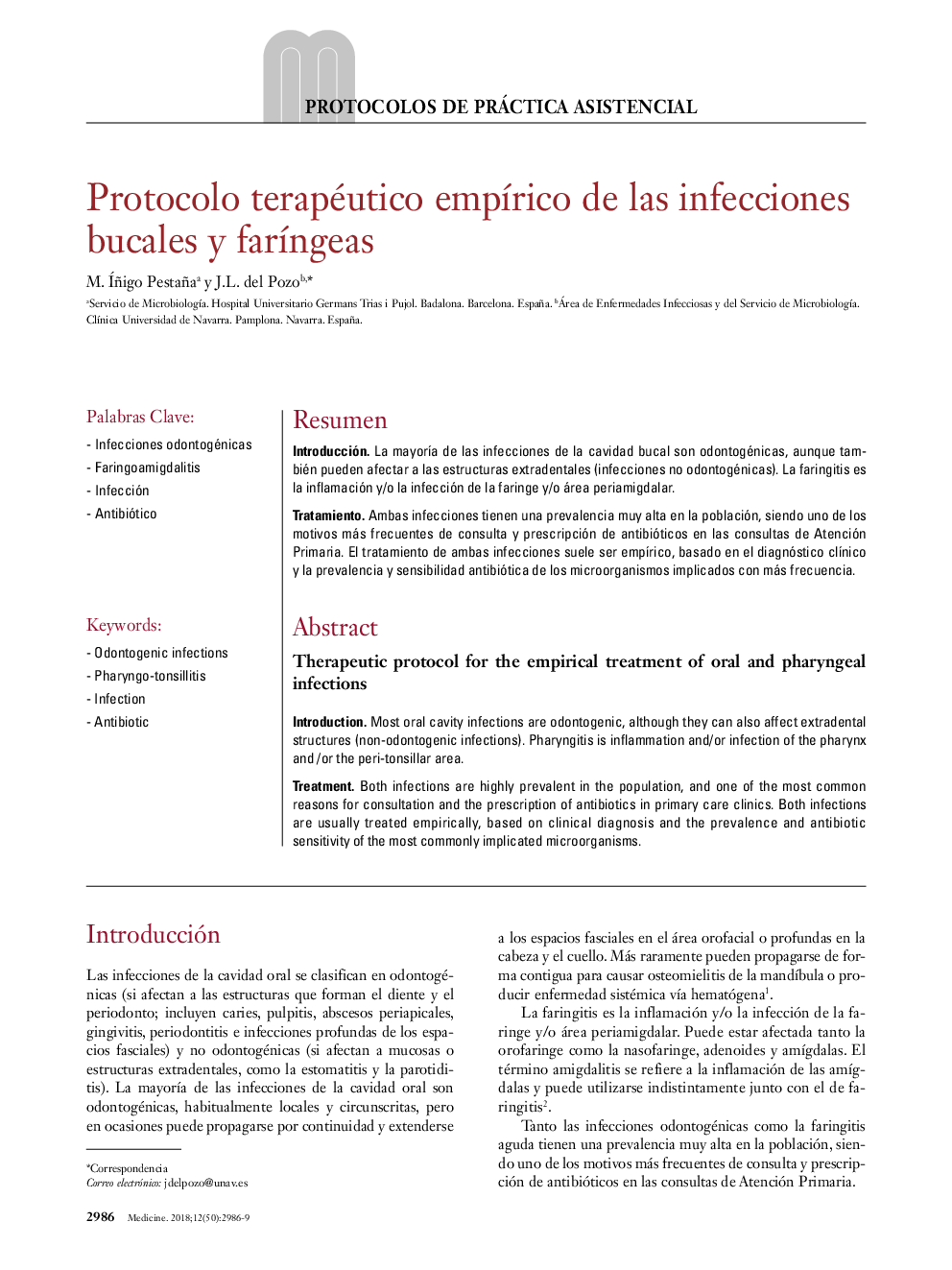 Protocolo terapéutico empÃ­rico de las infecciones bucales y farÃ­ngeas