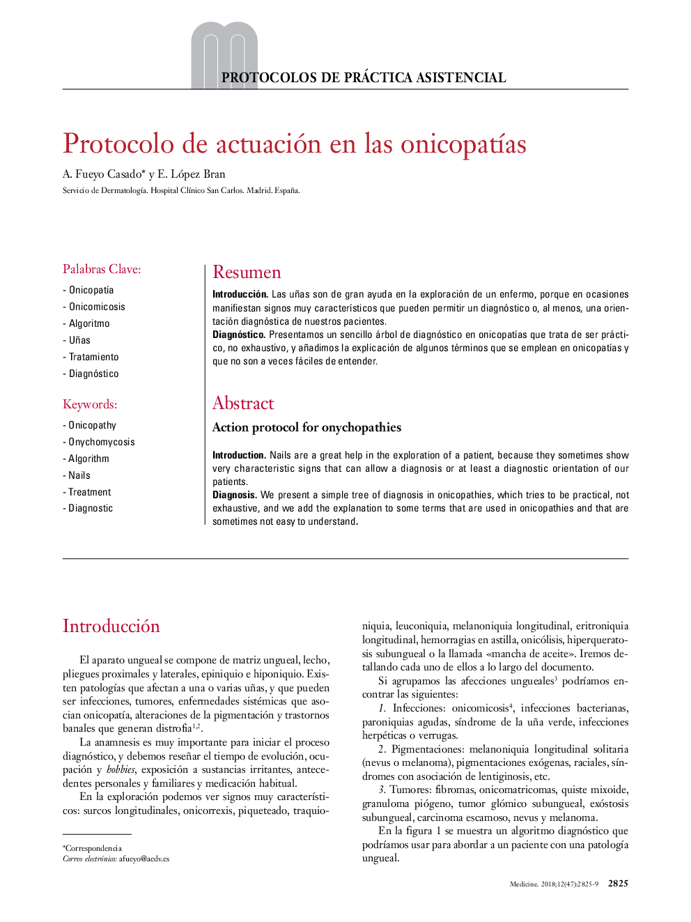 Protocolo de actuación en las onicopatÃ­as