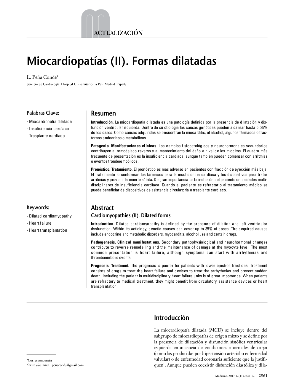 MiocardiopatÃ­as (II). Formas dilatadas