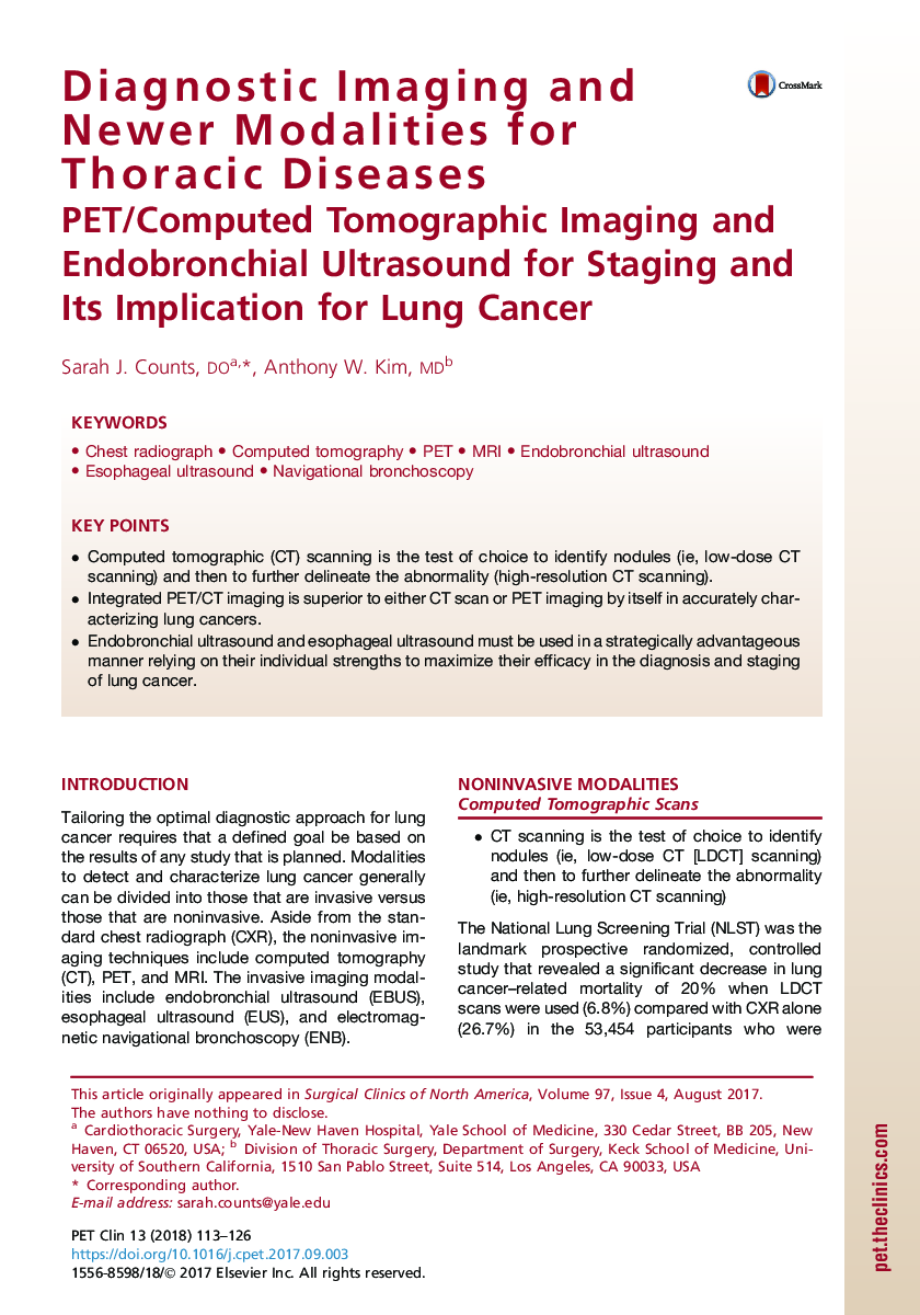 Diagnostic Imaging and Newer Modalities for Thoracic Diseases