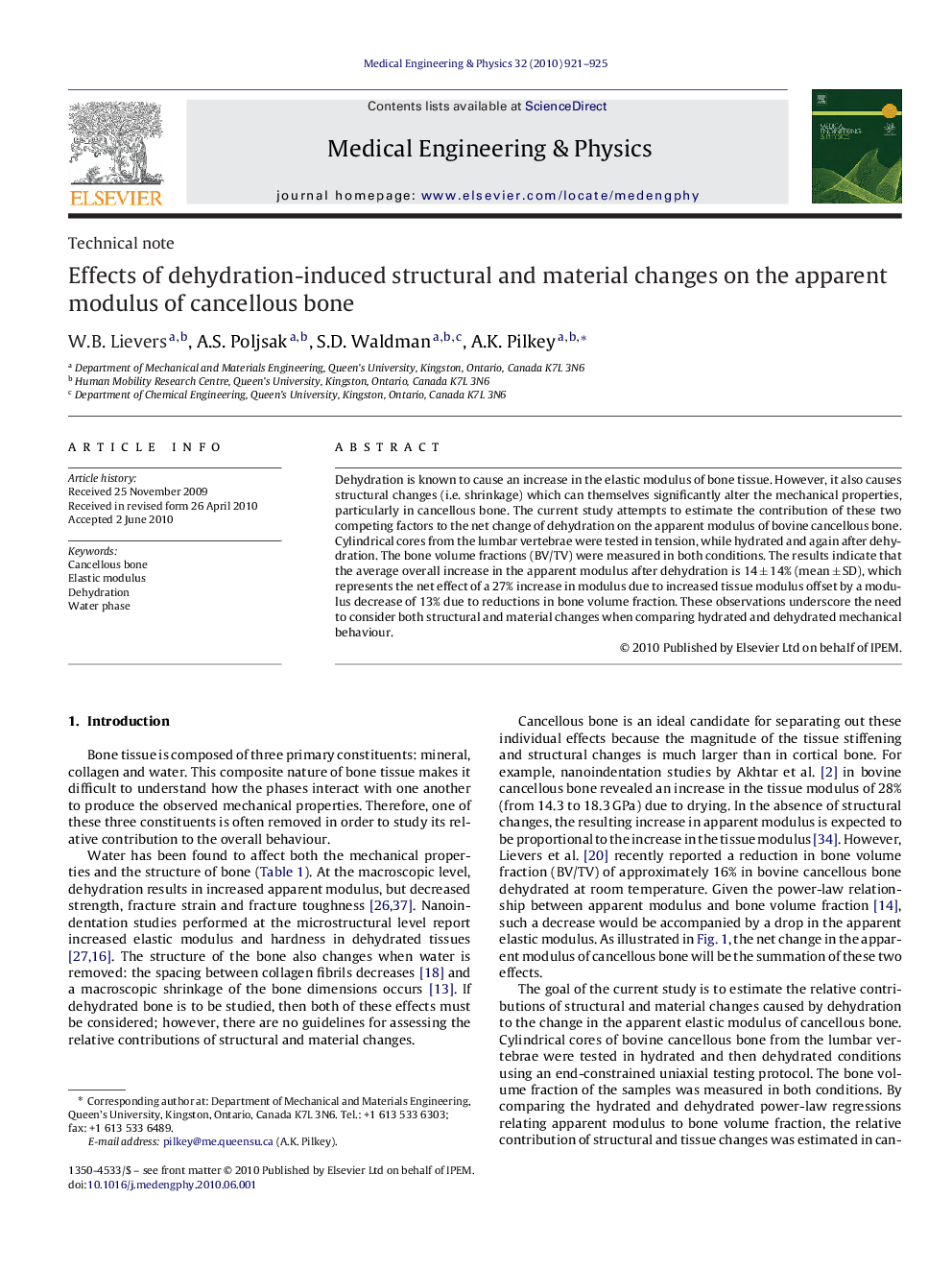 Effects of dehydration-induced structural and material changes on the apparent modulus of cancellous bone