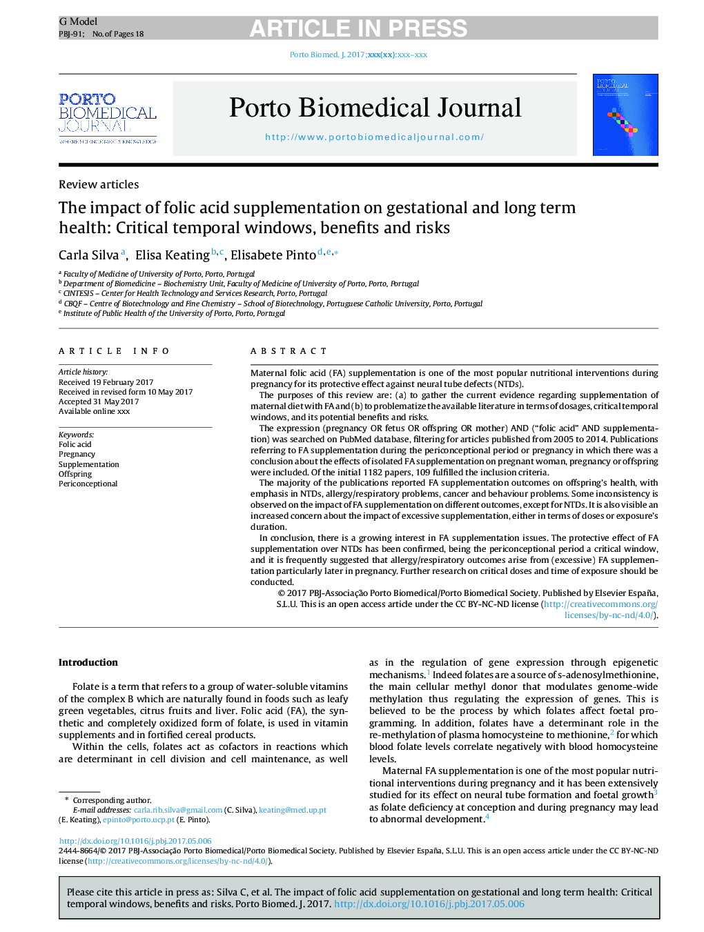 The impact of folic acid supplementation on gestational and long term health: Critical temporal windows, benefits and risks