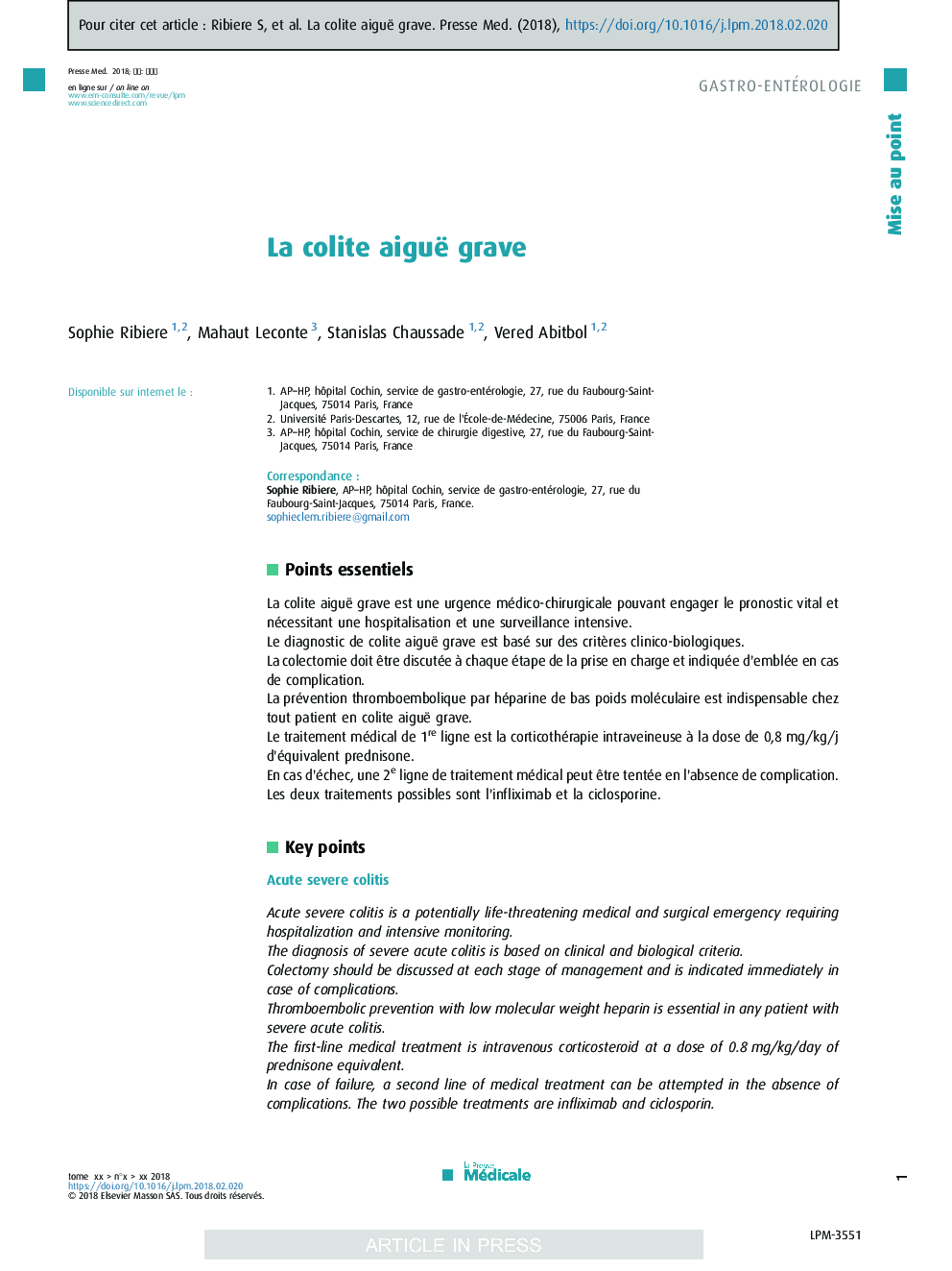 La colite aiguë grave