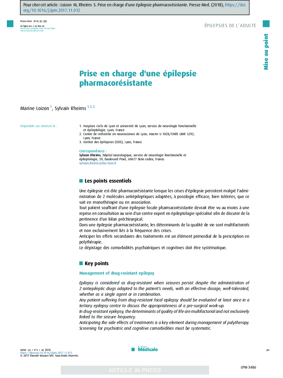 Prise en charge d'une épilepsie pharmacorésistante