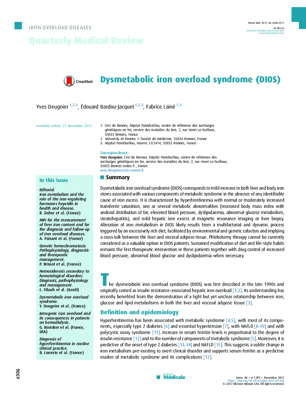 Dysmetabolic iron overload syndrome (DIOS)