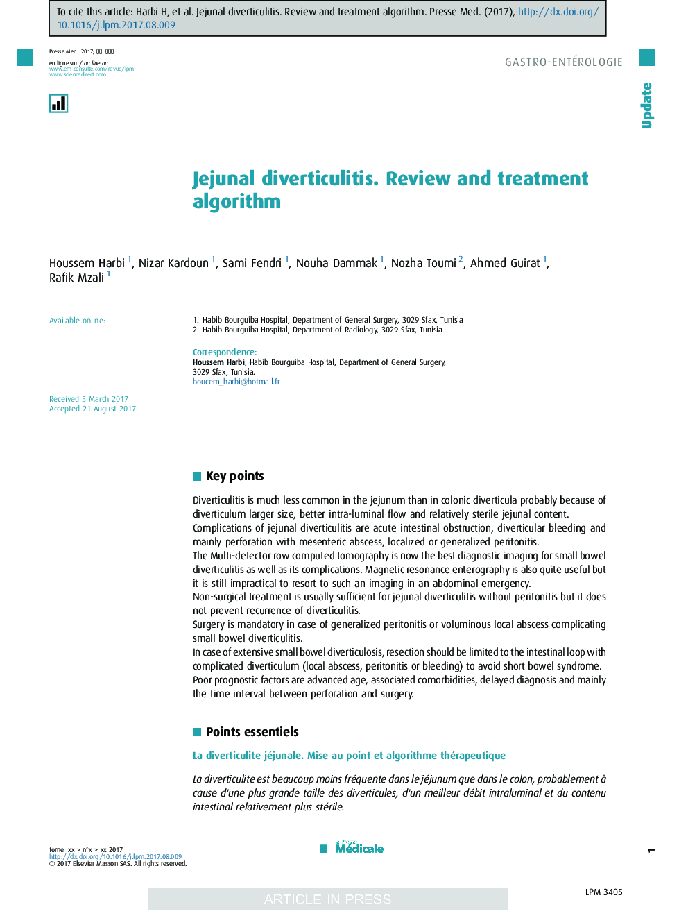 Jejunal diverticulitis. Review and treatment algorithm