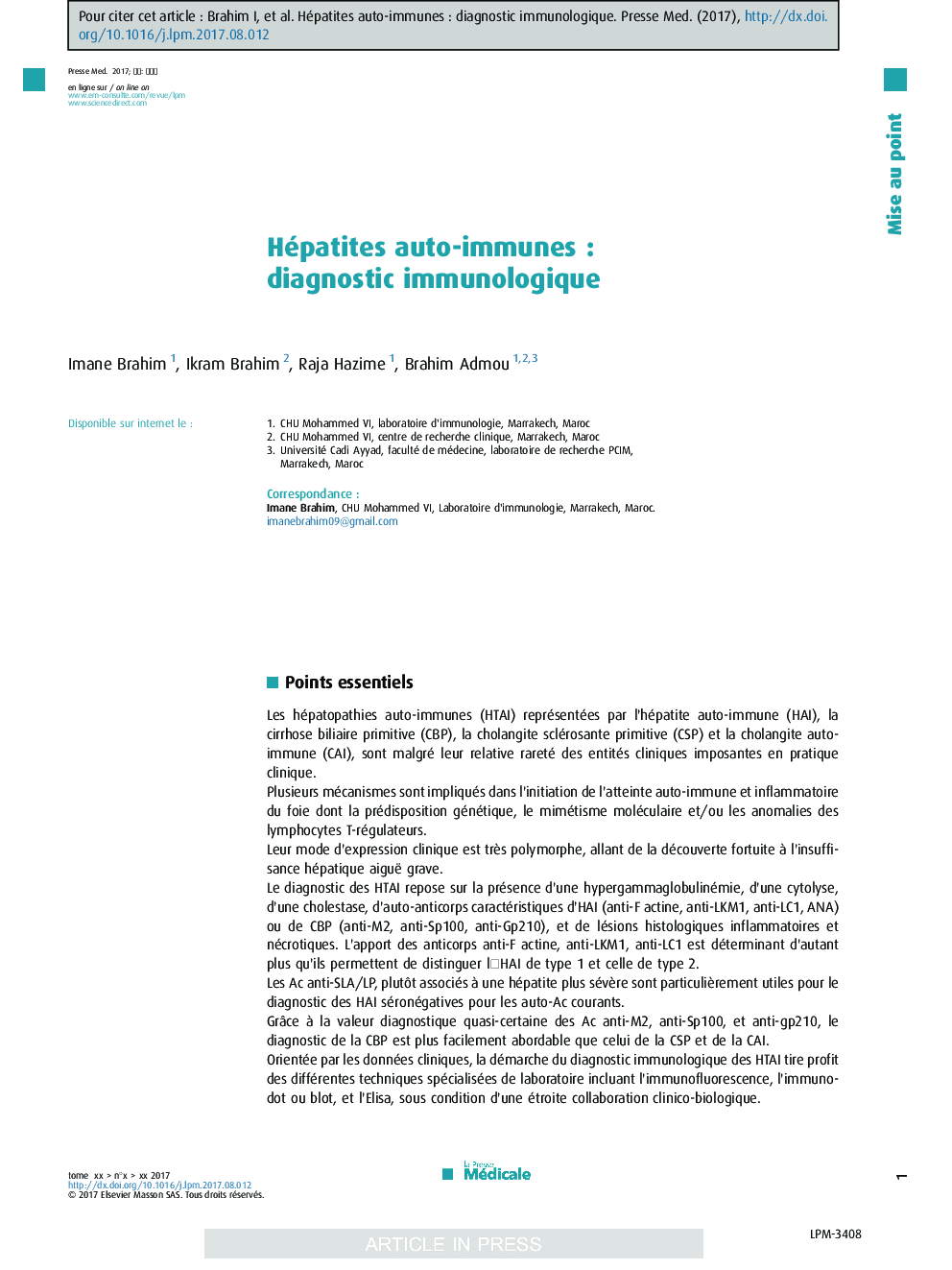 Hépatites auto-immunesÂ : diagnostic immunologique