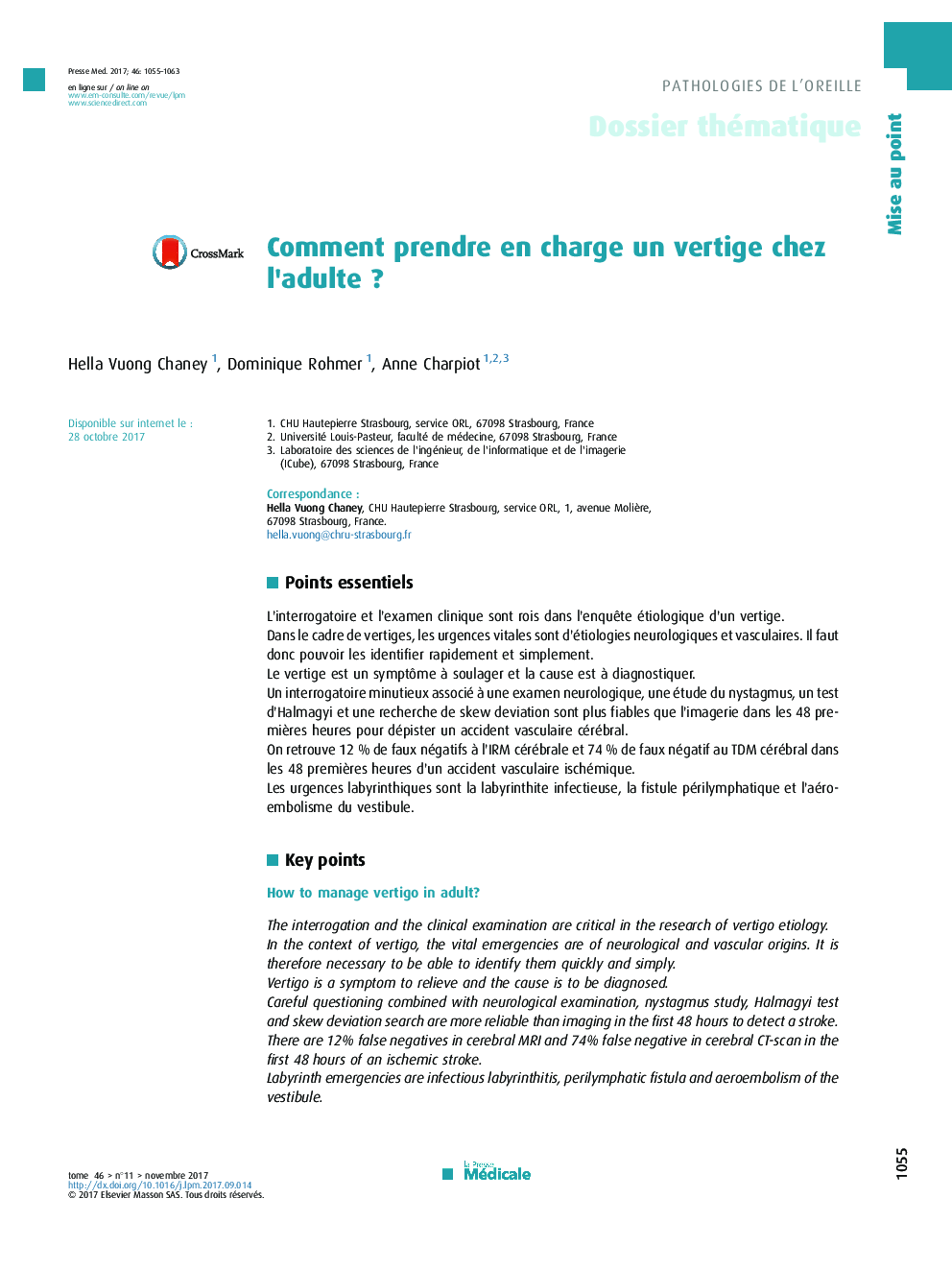 Comment prendre en charge un vertige chez l'adulteÂ ?