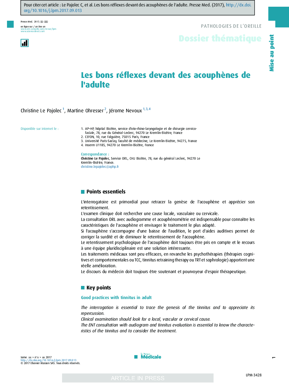 Les bons réflexes devant des acouphÃ¨nes de l'adulte