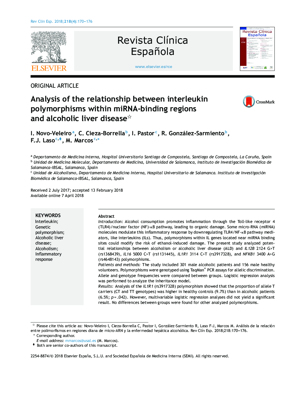 Analysis of the relationship between interleukin polymorphisms within miRNA-binding regions and alcoholic liver disease