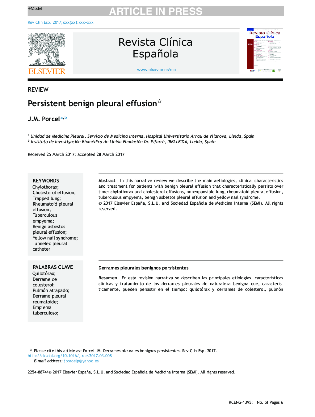 Persistent benign pleural effusion