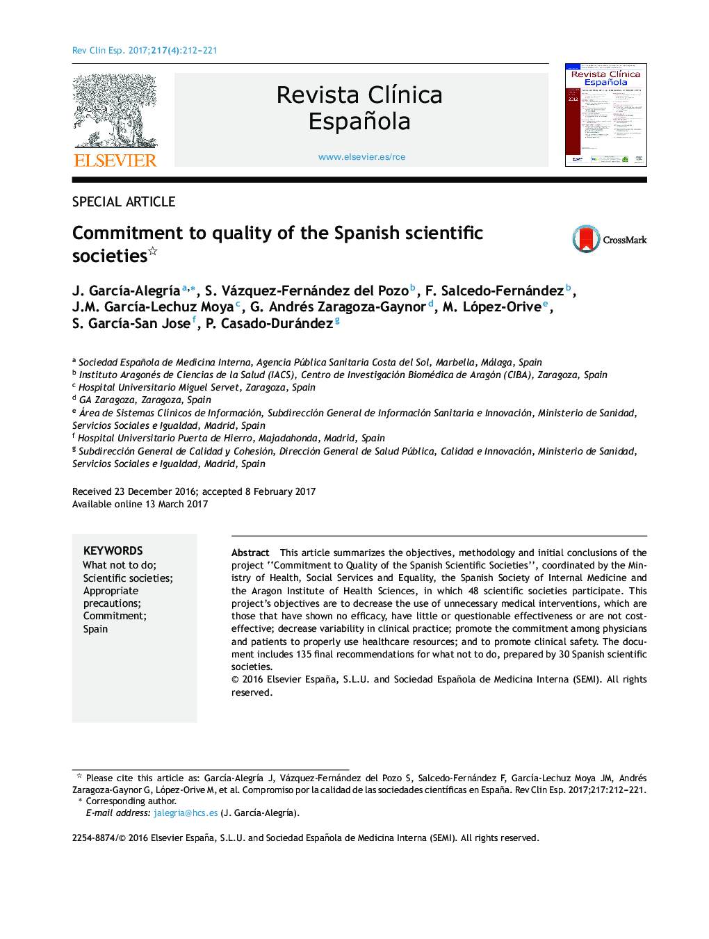 Commitment to quality of the Spanish scientific societies