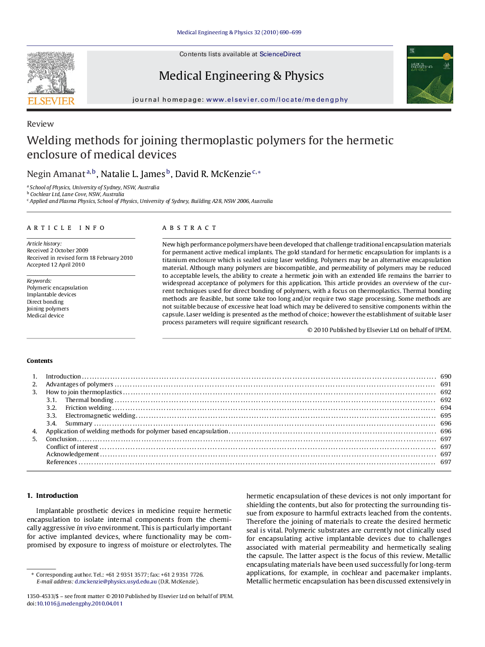 Welding methods for joining thermoplastic polymers for the hermetic enclosure of medical devices