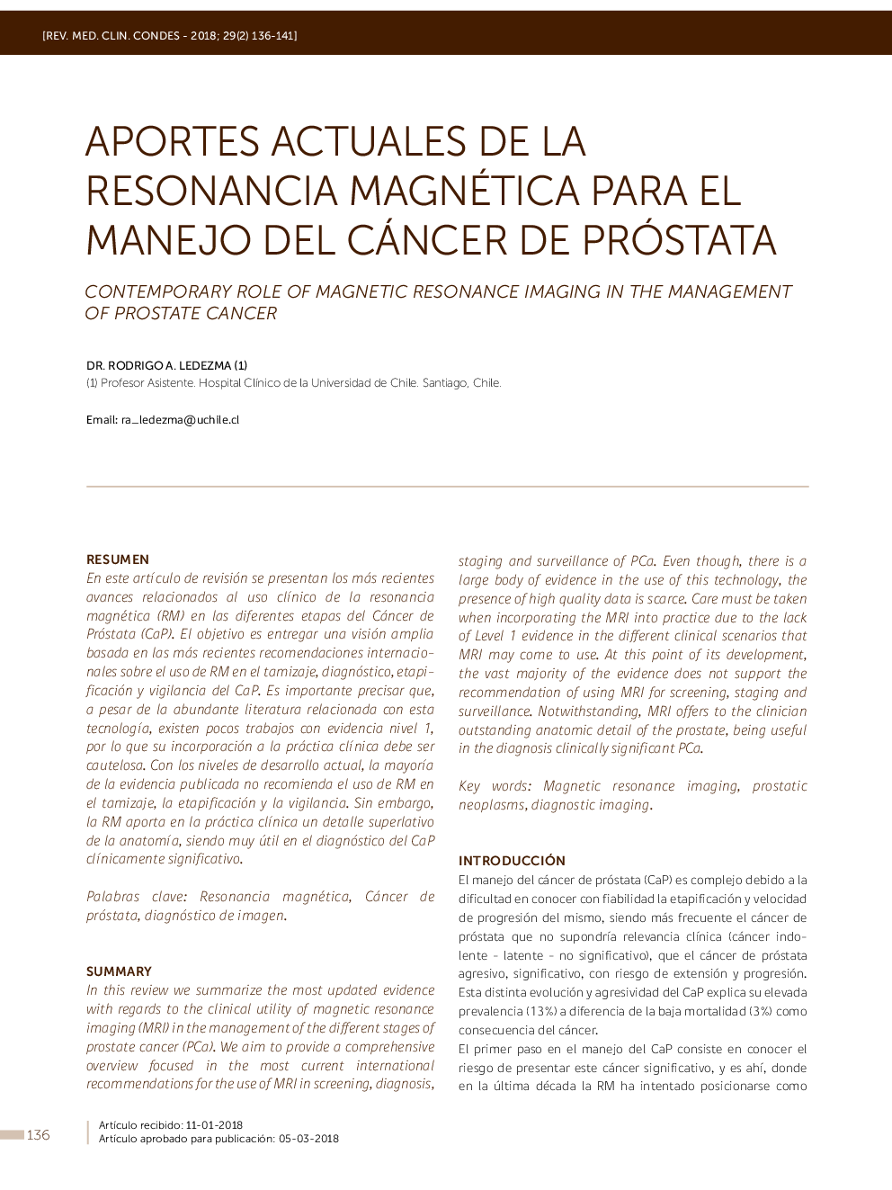 عکس صفحه اول مقاله: Aportes actuales de la resonancia magnética para el manejo del cáncer de próstata Aportes actuales de la resonancia magnética para el manejo del cáncer de próstata