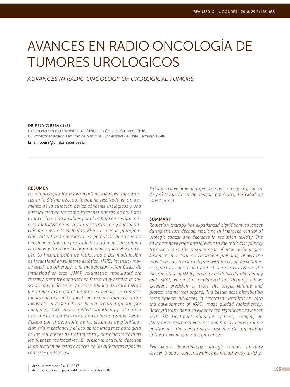 Avances en radio oncologÃ­a de tumores urologicos