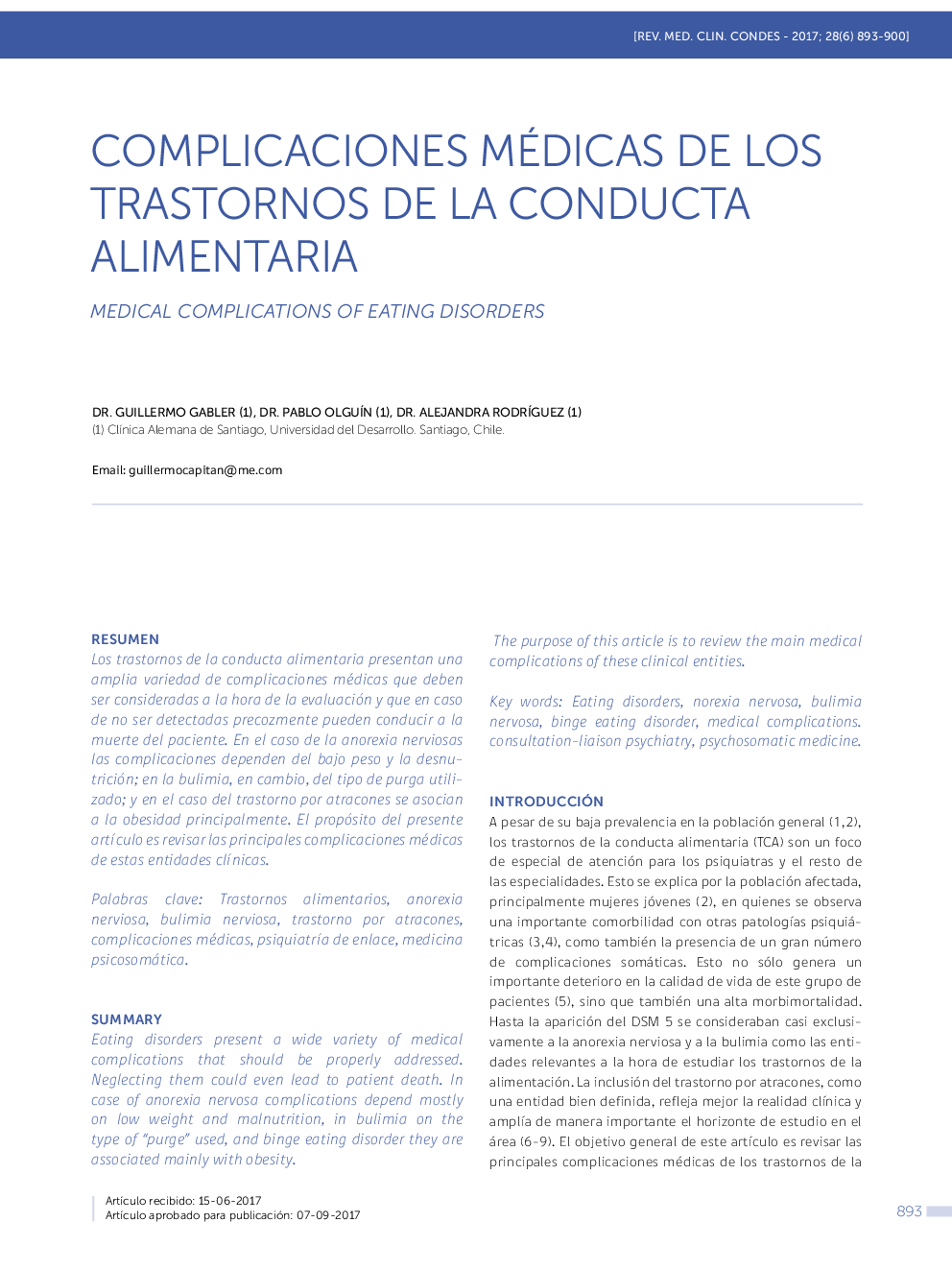 COMPLICACIONES MÃDICAS DE LOS TRASTORNOS DE LA CONDUCTA ALIMENTARIA