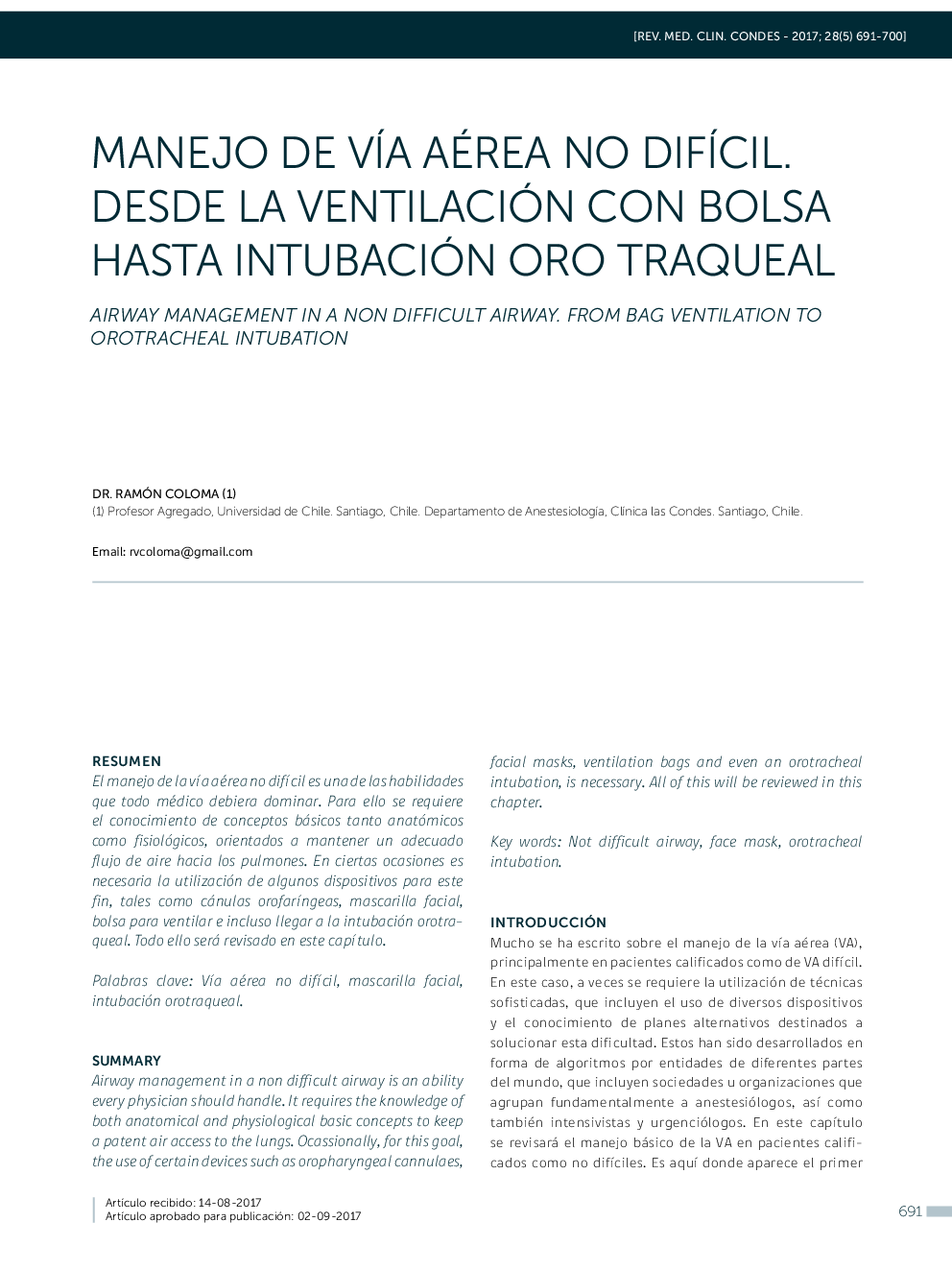 MANEJO DE VÍA AÃREA NO DIFÍCIL. DESDE LA VENTILACIÃN CON BOLSA HASTA INTUBACIÃN ORO TRAQUEAL