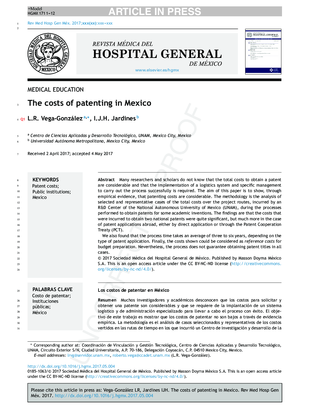 The costs of patenting in Mexico