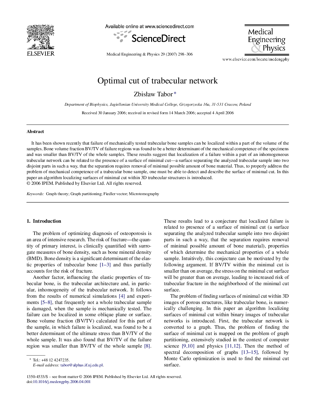 Optimal cut of trabecular network