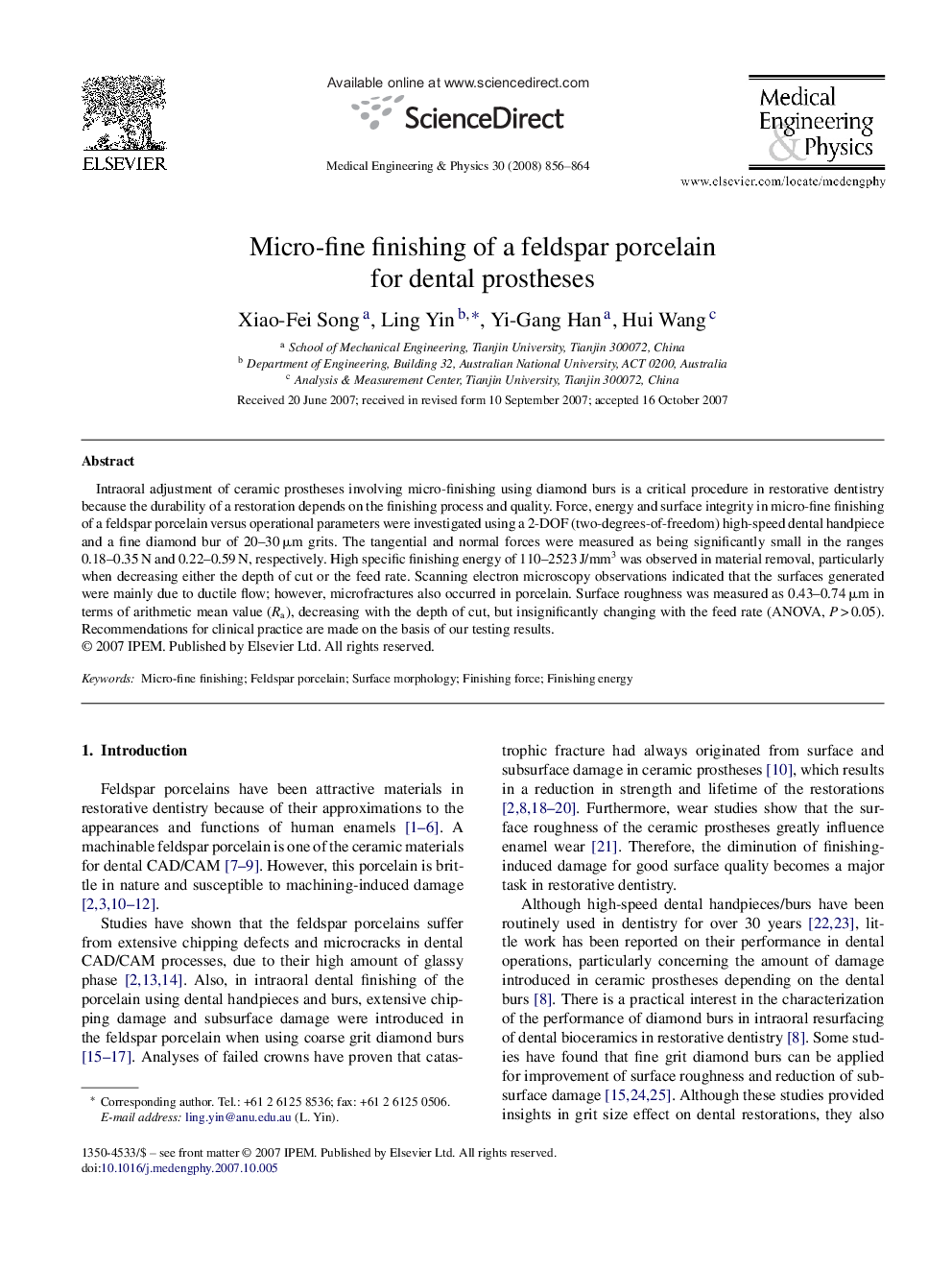 Micro-fine finishing of a feldspar porcelain for dental prostheses