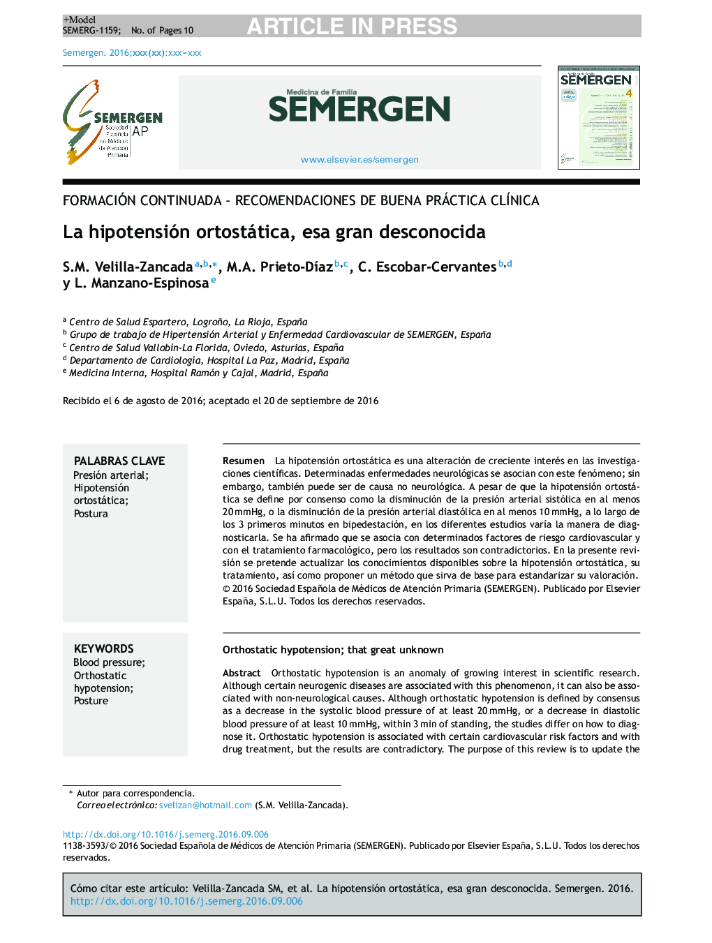 La hipotensión ortostática, esa gran desconocida