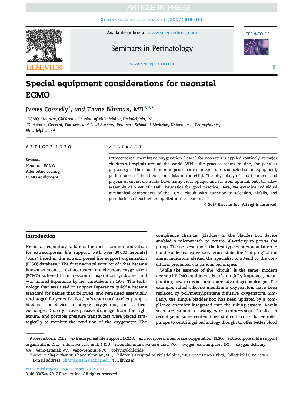 Special equipment considerations for neonatal ECMO