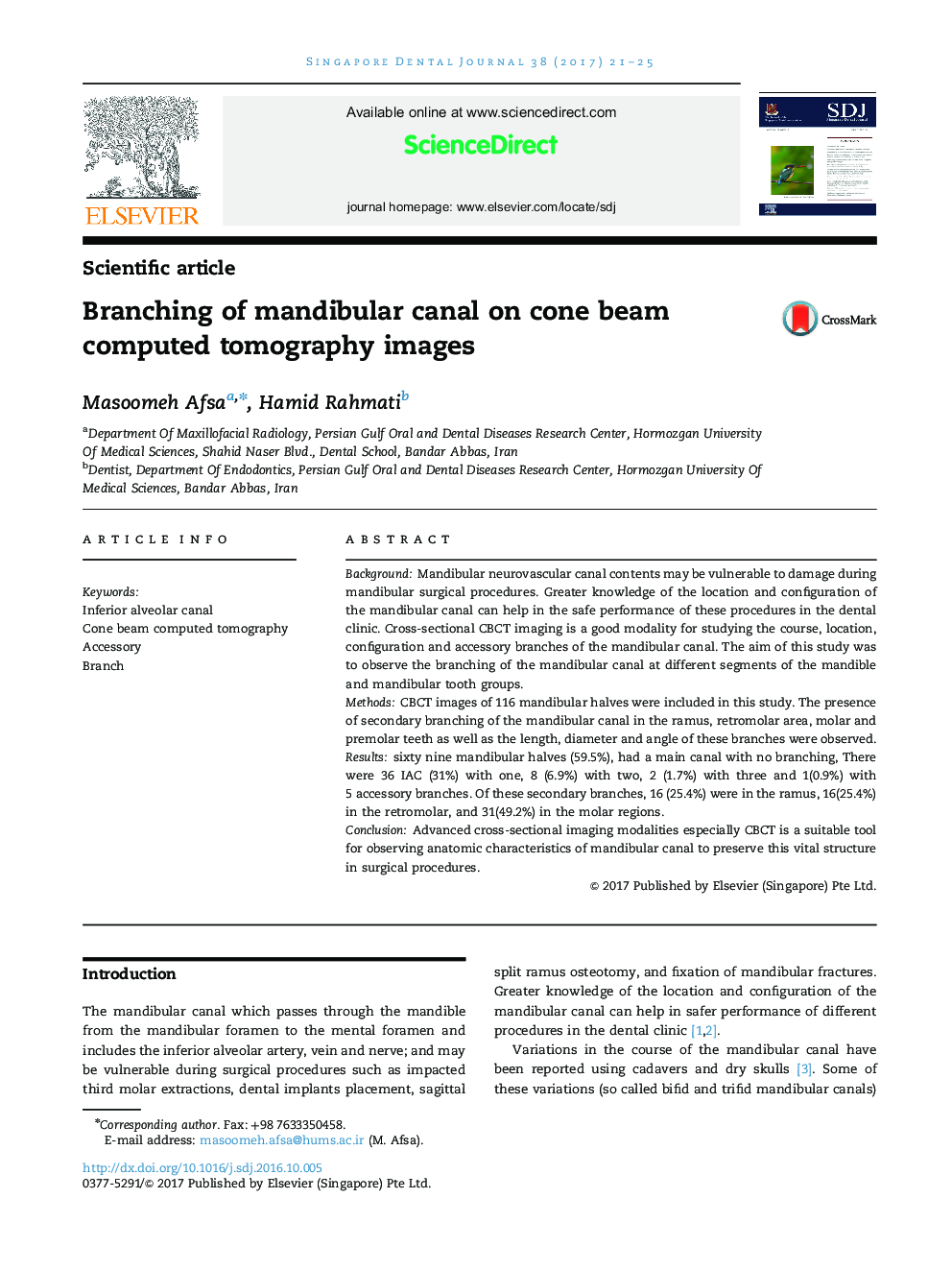 Branching of mandibular canal on cone beam computed tomography images