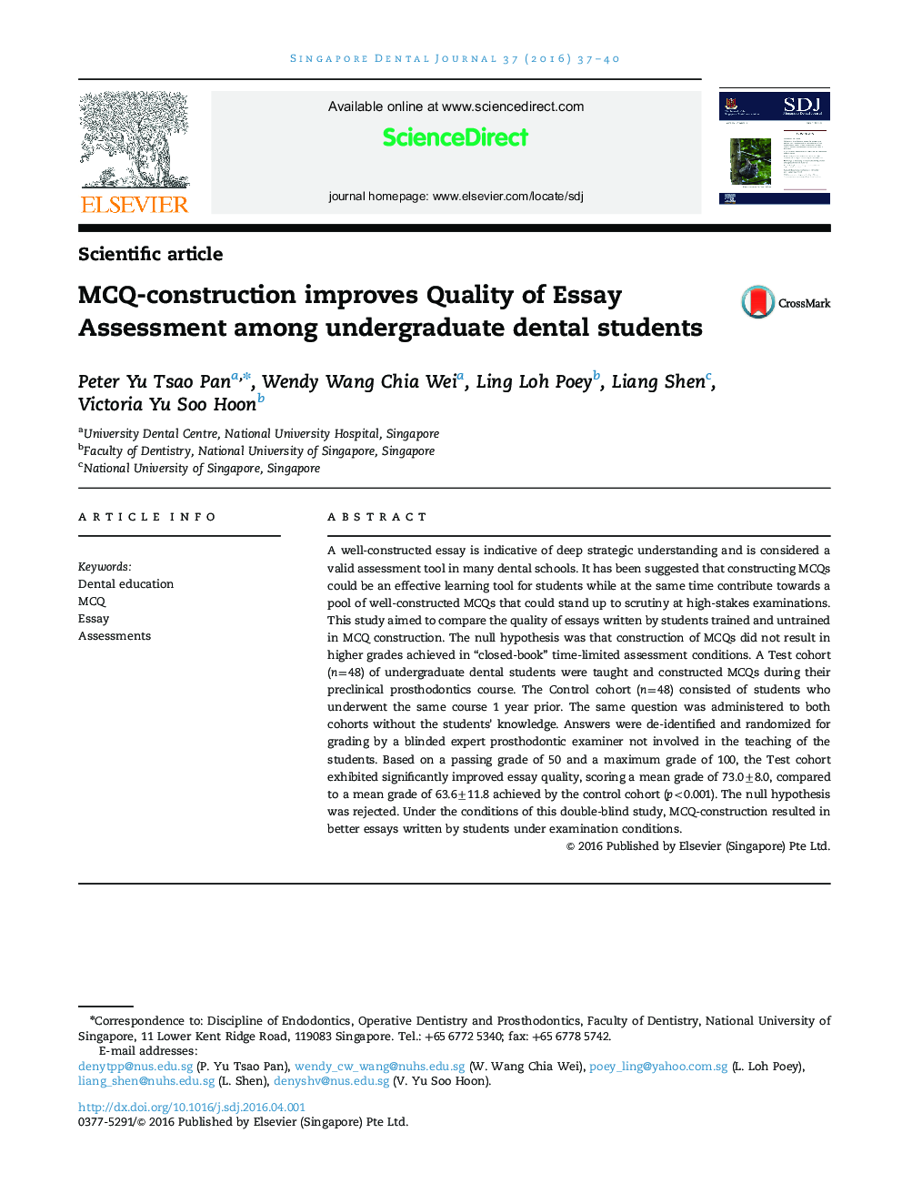 MCQ-construction improves Quality of Essay Assessment among undergraduate dental students
