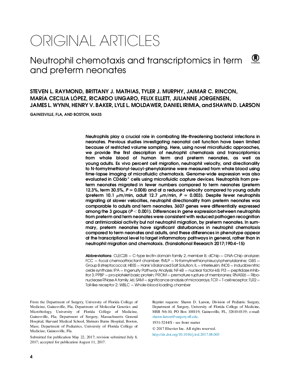 شیموتاکسیس نوتروفیل و ترانسکتومیک در نوزادان سرطانی و نارس 