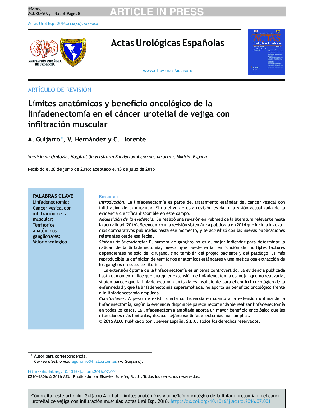 LÃ­mites anatómicos y beneficio oncológico de la linfadenectomÃ­a en el cáncer urotelial de vejiga con infiltración muscular