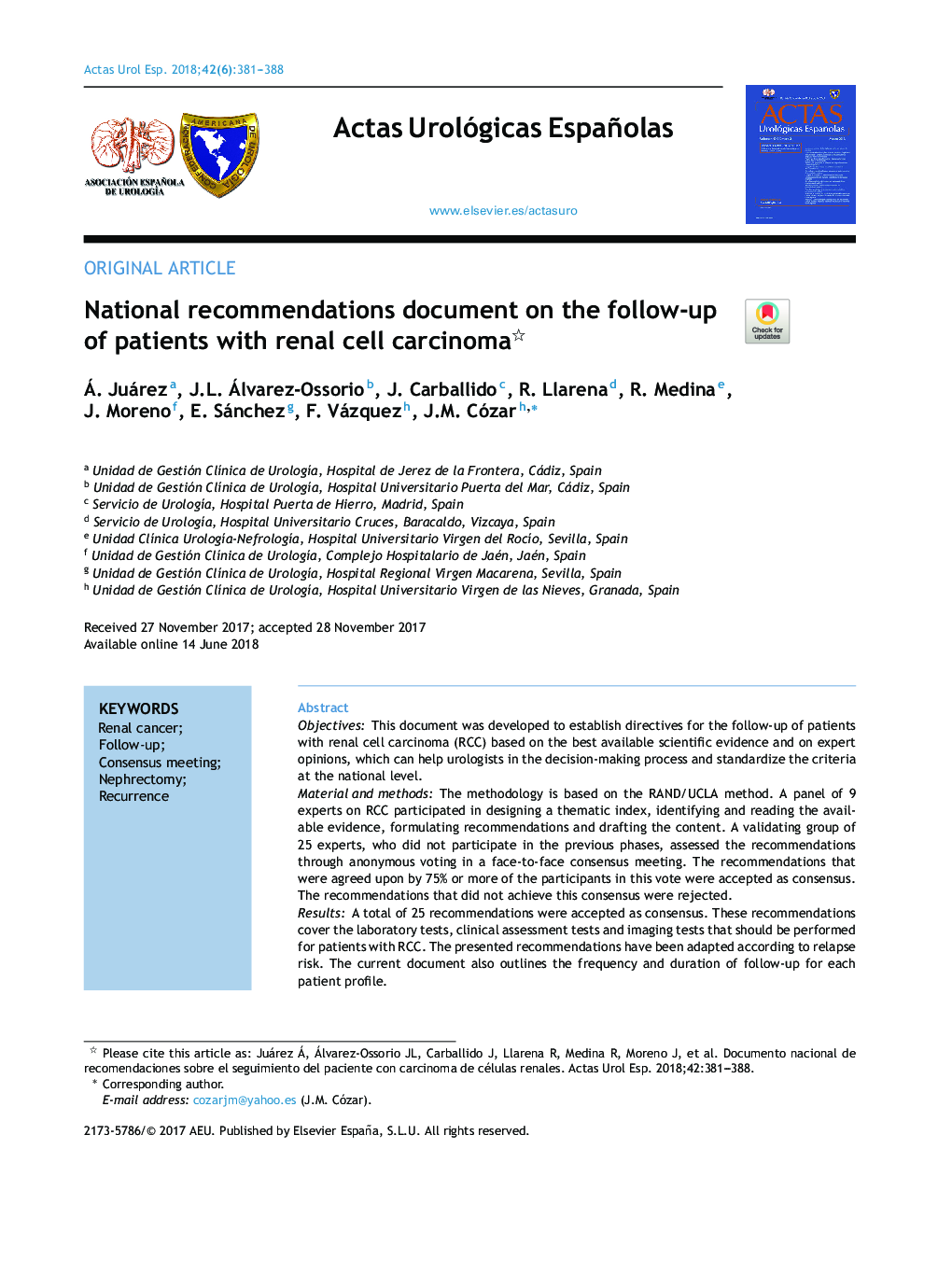 سند توصیه ملی در مورد پیگیری بیماران مبتلا به کارسینوم سلولی کلیه 