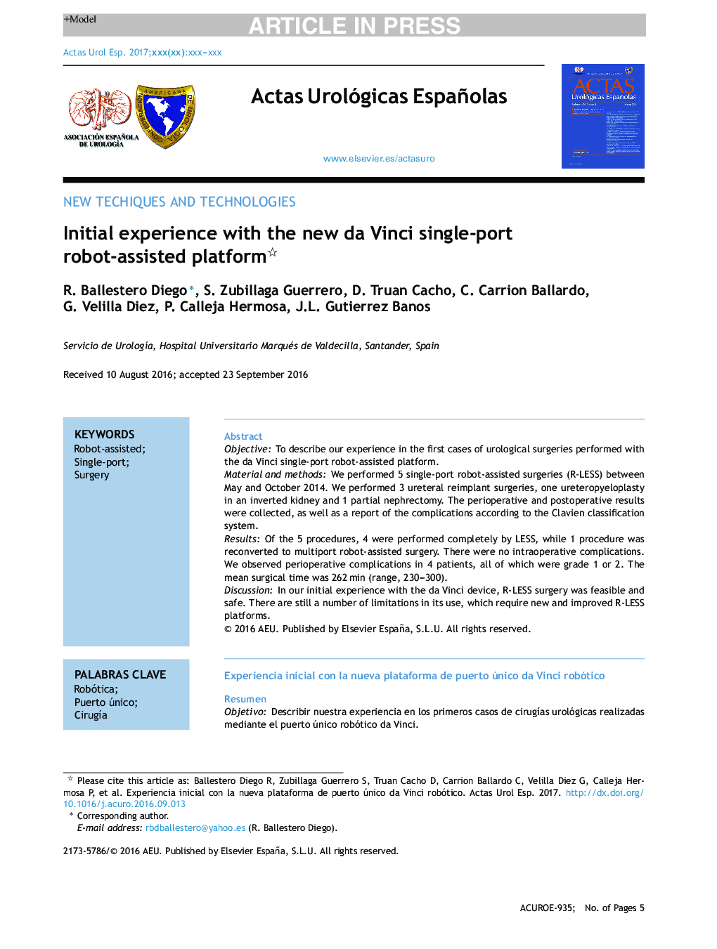 Initial experience with the new da Vinci single-port robot-assisted platform