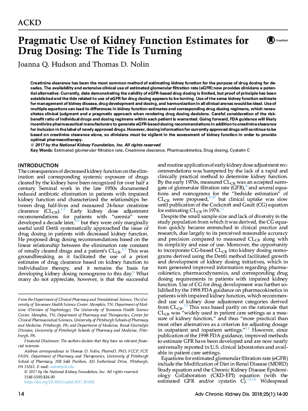 Pragmatic Use of Kidney Function Estimates for Drug Dosing: The Tide Is Turning