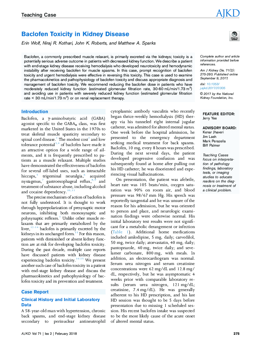 Baclofen Toxicity in Kidney Disease