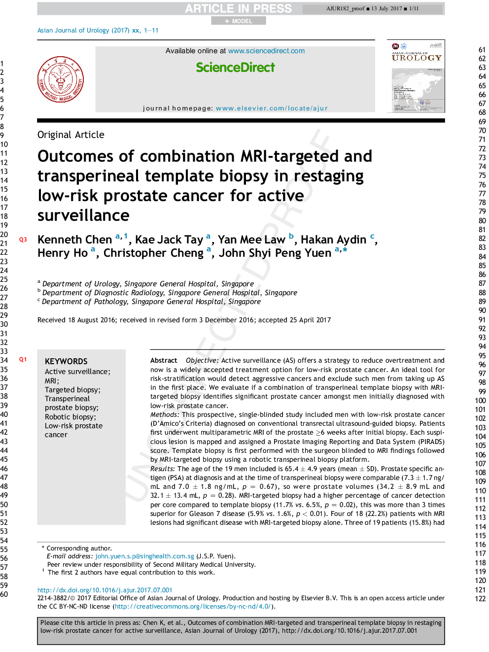 Outcomes of combination MRI-targeted and transperineal template biopsy in restaging low-risk prostate cancer for active surveillance