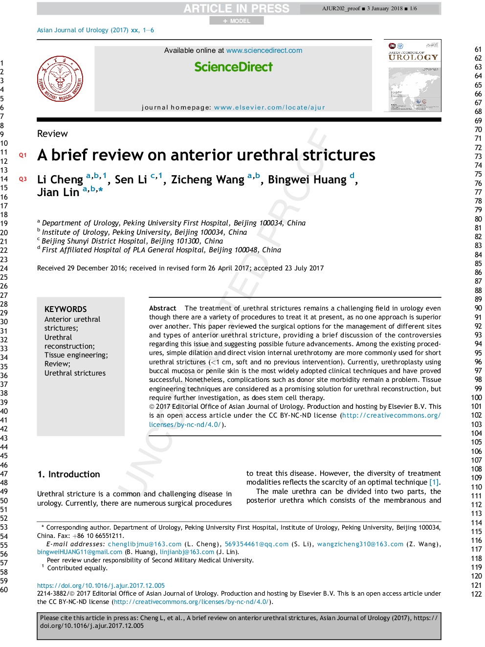 A brief review on anterior urethral strictures