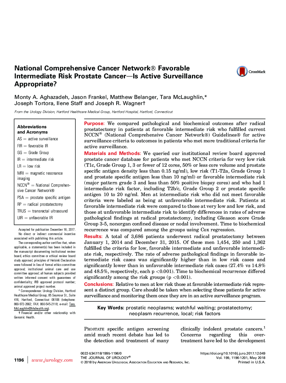 National Comprehensive Cancer Network® Favorable Intermediate Risk Prostate Cancer-Is Active Surveillance Appropriate?